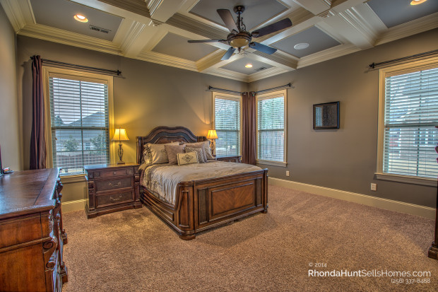 Extra Large Master Bedroom Features Coffered Ceiling